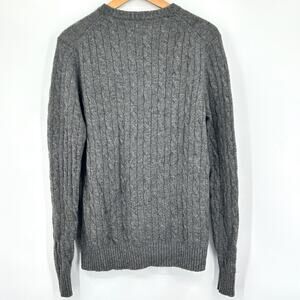 100% Cashmere Preppy Cable Knit Crewneck Sweater Elliot Mulrayan Gray Men Medium